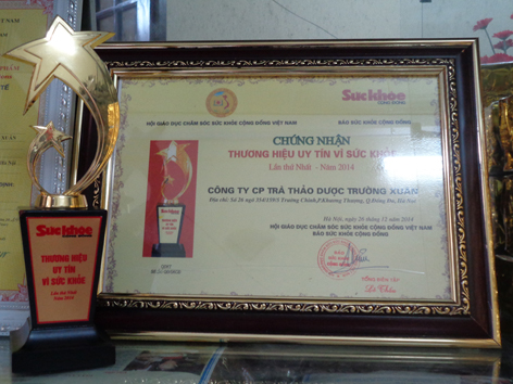 chứng nhận thương hiệu uy t&iacute;n v&igrave; sức khỏe cộng đồng